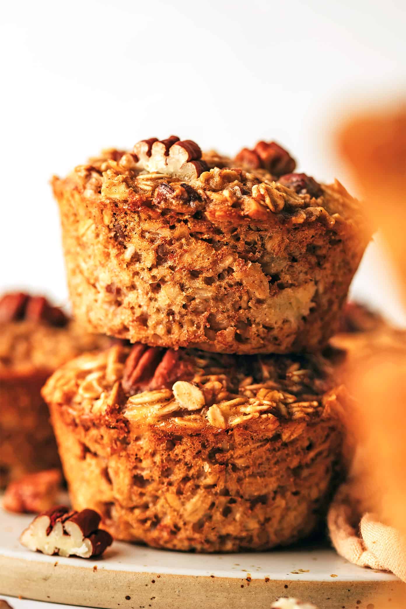 Banana Baked Oatmeal Cups Stacked