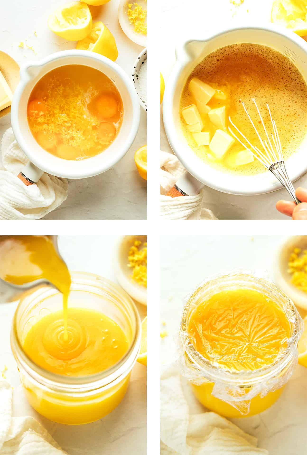 Step by step photos showing how to make lemon curd